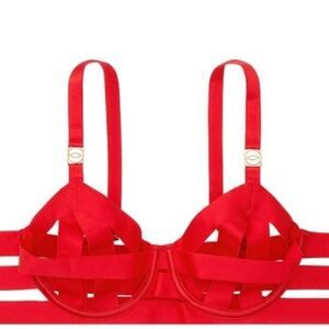 Victoria’s Secret Very Sexy Red Strappy Open Cup Balconet Bra 36C
